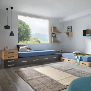 QUARTO JUVENIL COM CAMA MODELAR DE GAVETAS