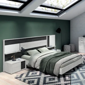 QUARTO DE CASAL BRANCO/PRETO COM CÓMODA ALTA